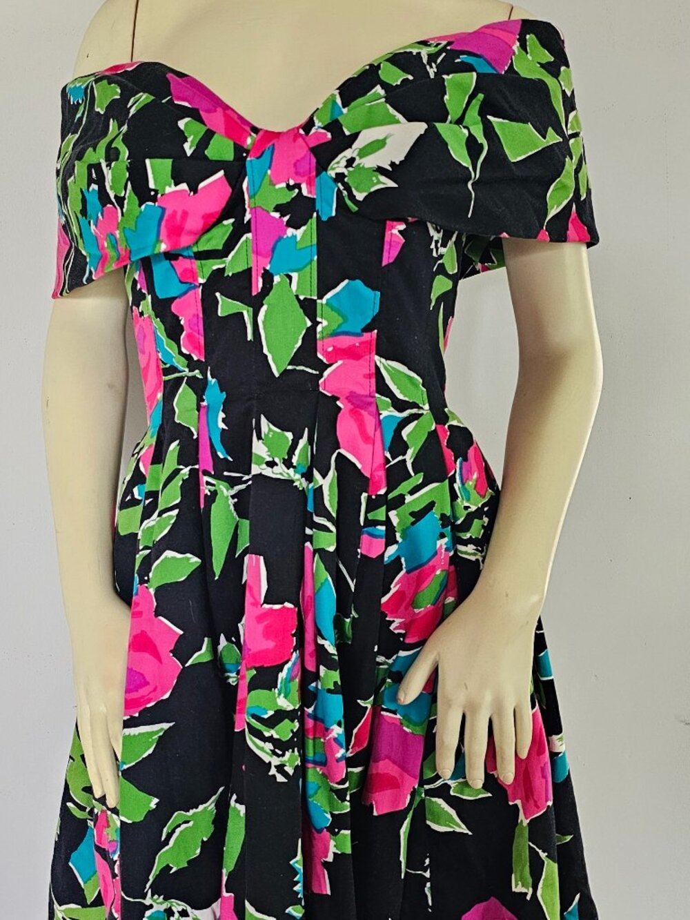 Vintage Victor Costa Floral Off Shoulder Dress